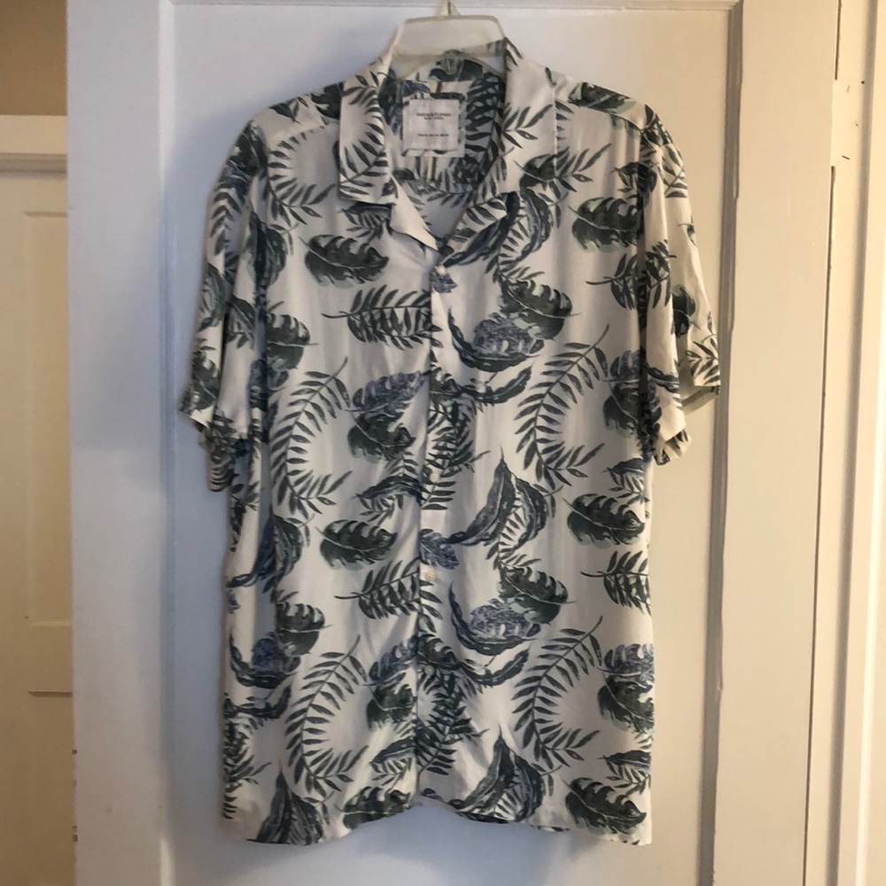 Denim and Flower Ricky Singh palm frond button down shirt